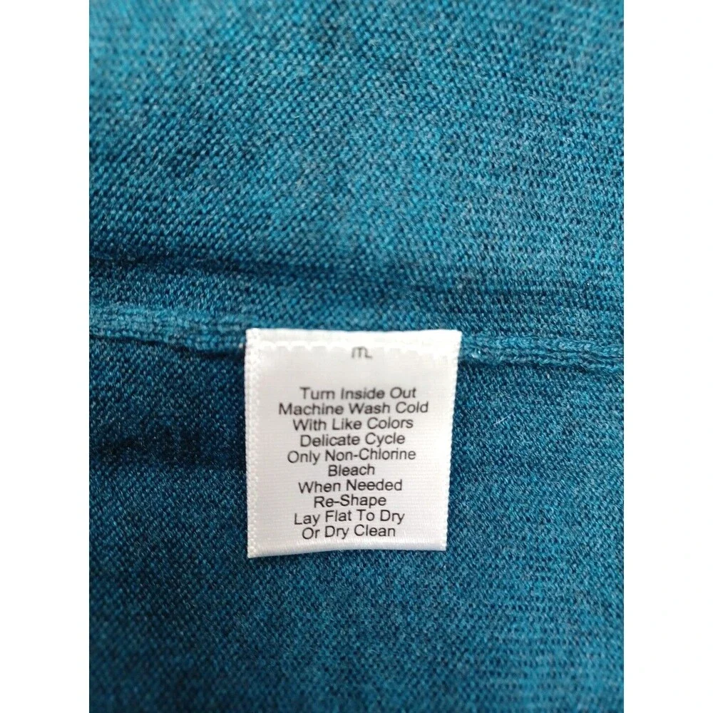 Jos A Bank Traveler Mens Sweater Blue Merino Wool 1/4 Zip Long Sleeve XL